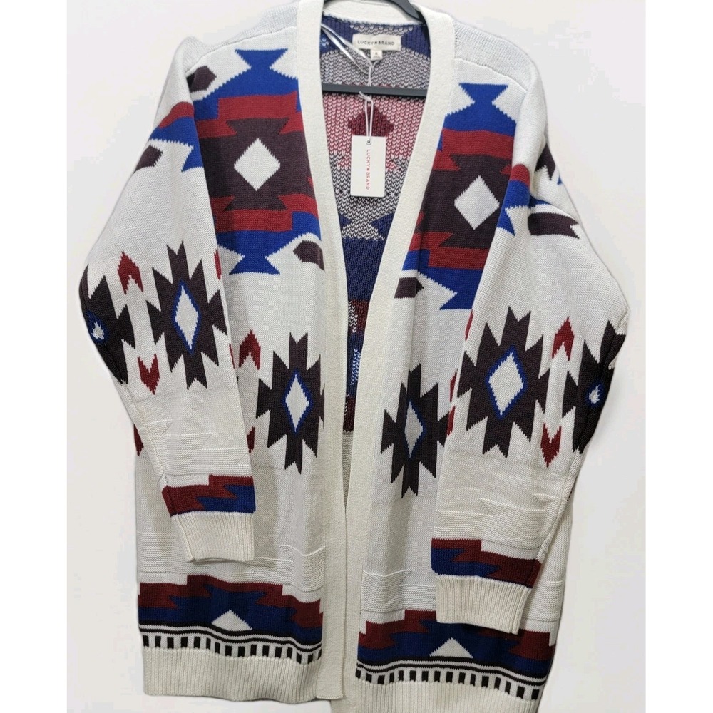 Lucky Brand NWT $149 Open Draped Long Cardigan XL Aztec Western Rodeo Tribal